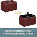 Convenience Concepts Designs4Comfort Accent Storage Ottoman 22.75" - Modern Foot Stool with Decorative Tray for Living Room, Dining Room, Office, Burgundy Faux Leather
