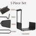 Lavish Home Fireplace Tools Set Indoor Outdoor, Black, 5-Pieces