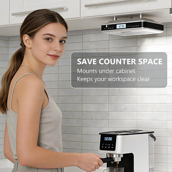 iLive Bluetooth Under Cabinet Radio with Clock, Timer & LED Kitchen Light