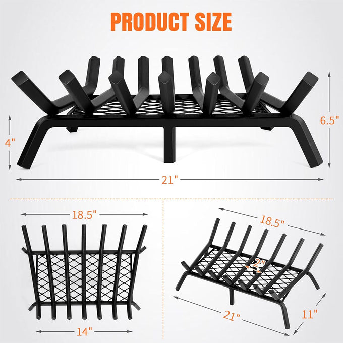 INNO STAGE 21 Inch Fireplace Grate with Ember Retainer
