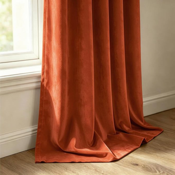 MIULEE Fall Burnt Orange Blackout Velvet Curtains 108 Inch Long 52"x108"
