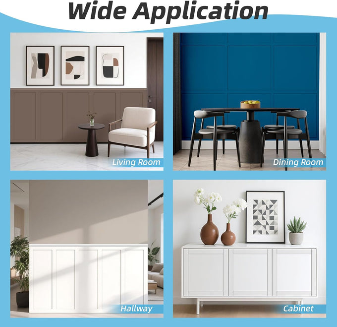Art3d MDF Premade Paintable Board and Batten Wainscoting Kit, 189 x 54 in