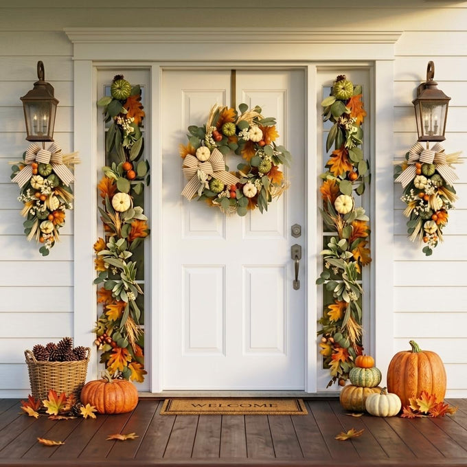 Valery Madelyn 6ft Fall Garland for Mantle with Pumpkins