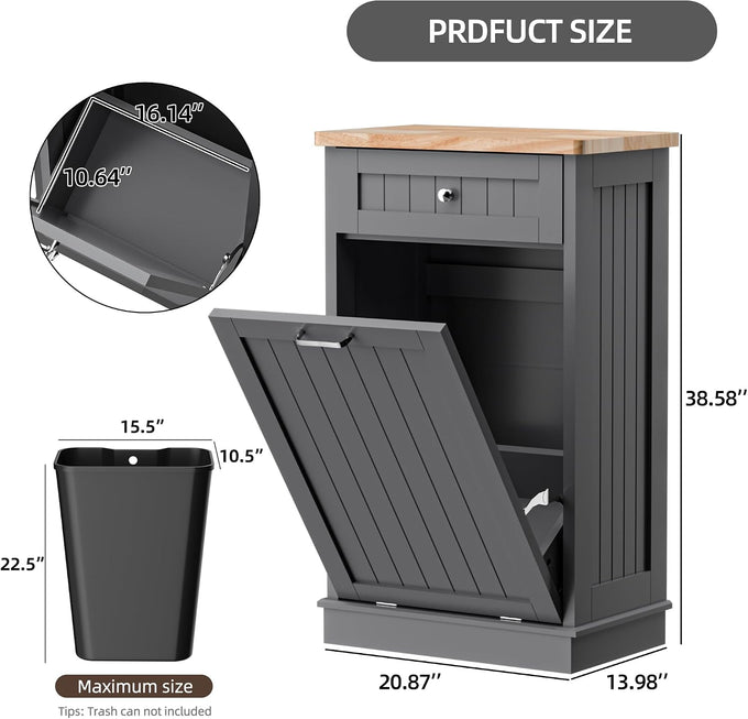 AHB 13 Gallons Tilt Out Trash Cabinet,for Kitchen Living Room, Grey