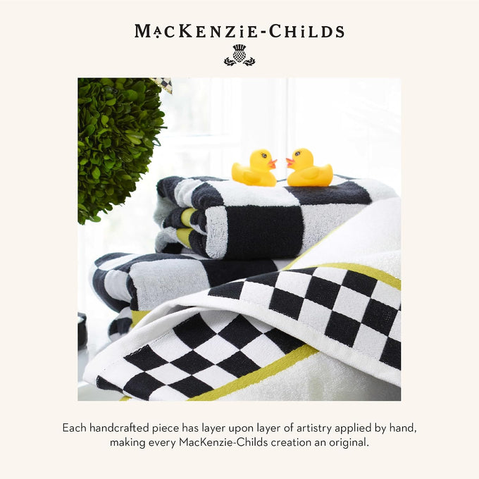 MACKENZIE-CHILDS Washable Bath Rug, 21x34, Black-and-White Courtly Check