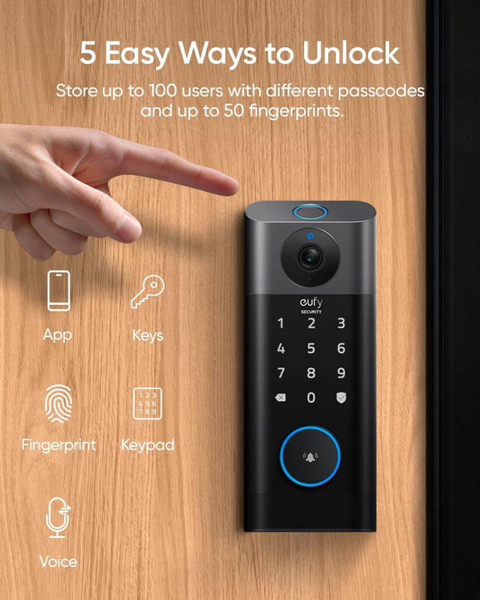 eufy Security Video Smart Lock S330, Keyless Entry Door Lock,Chime Included