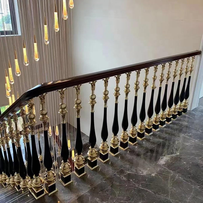 Metal Balusters Spindle for Stairway, Stair Railing Column - Durable Magnesium Aluminum Alloy for Staircases, Elegant Black and Gold Finish, Decorative and Supportive Post for Indoor Stairs(Green,1pc)