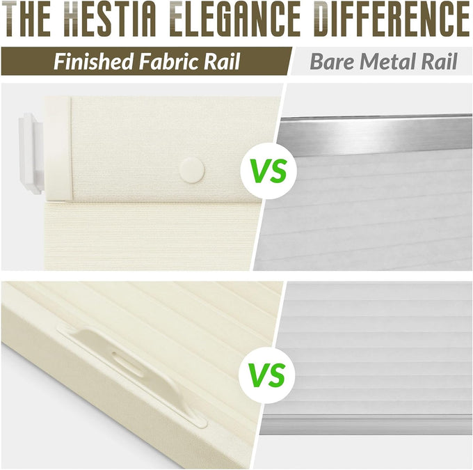HESTIA No Drill Light Filtering Cellular Shades, Ivory, 38.5" W x 64" H