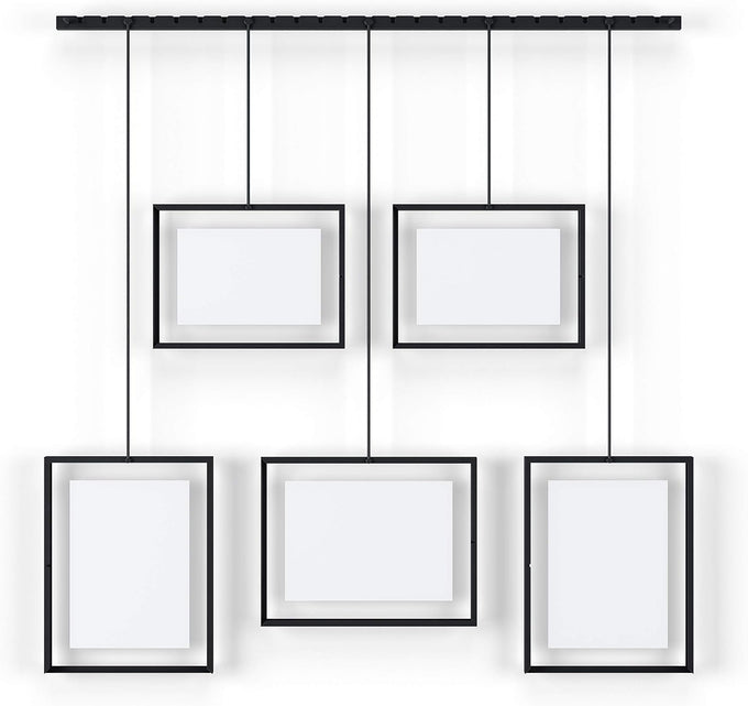 Umbra Exhibit Picture Frame Set, Adjustable Wall Mount, Set of 5, Black