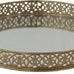 Creative Co-Op Oval Metal Filigree Footed Tray with Mirror, Gold Finish