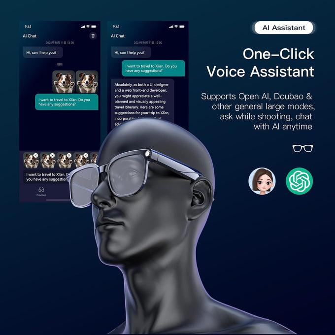 AI Glasses with Camera, 4K Video, 8MP Camera, Translation Smart