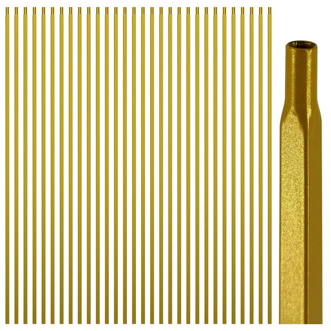 Glossy Gold Wrought Iron Stair Plain Balusters for Interior, 1/2" X 44" Square Metal Spindles for Stairs, Upgrade and Decorate Stairs (10)