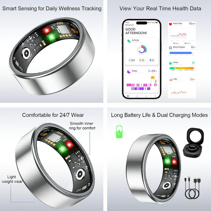 Smart Ring for Women Men, Health Tracking Ring No APP Fee (Rosegold,8)