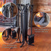 Plow & Hearth 5 Piece Hand Forged Iron Compact Fireplace Tool Set 20" | Black Wrought Iron Handle for Outdoor Indoor | Stand Poker Shovel Brush Log Tongs Wood Stove Accessory
