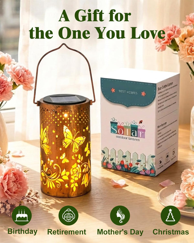 DIBIEECN Birthday Gifts for Women, Solar Lanterns, Butterfly, 4 Pack