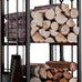 Fire Beauty Wrought Iron Firewood Log Rack with 4 Pcs Fireplace Tools Black