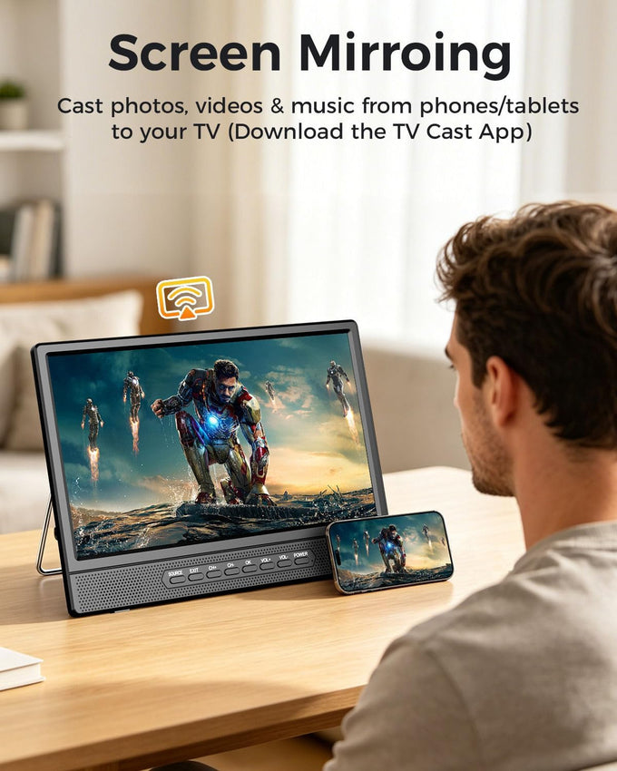 Desobry 12 Inch Small Smart TV, LCD Small Kitchen TV with WiFi