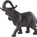Deco 79 Resin Elephant Decorative Sculpture Walking Home Decor Statue with Dark Brown Deer, Accent Figurine 20" x 6" x 11", Black