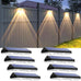 Solar Fence Lights Outdoor, 2700/4000/6000K 3 Mode, 8-12H, Black, 8 Pack