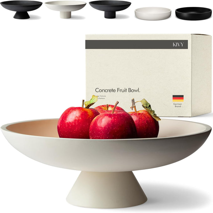 KIVY Concrete Fruit Bowl for Kitchen Counter - Large Decorative Bowl