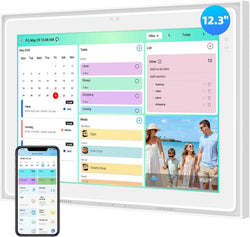12.3" AI Digital Calendar, Smart Family Calendar Wall Touch Screen, Auto Sync with Google, iCloud & Outlook, Digital Wall Planner, Voice & Video Calling, Shared Tasks & Lists, Weather & Photo Frame