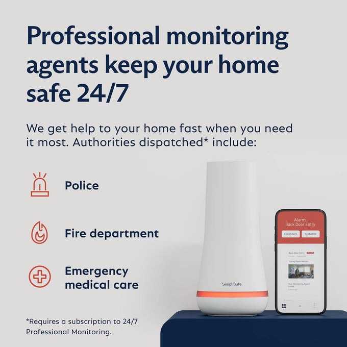 SimpliSafe 5 Piece Wireless Home Security System - Optional 24/7 Professional Monitoring - No Contract - Compatible with Alexa and Google Assistant,White
