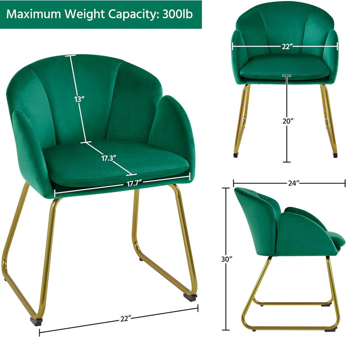 Yaheetech Flower Shape Vanity Chair with Petal Armrests, Green