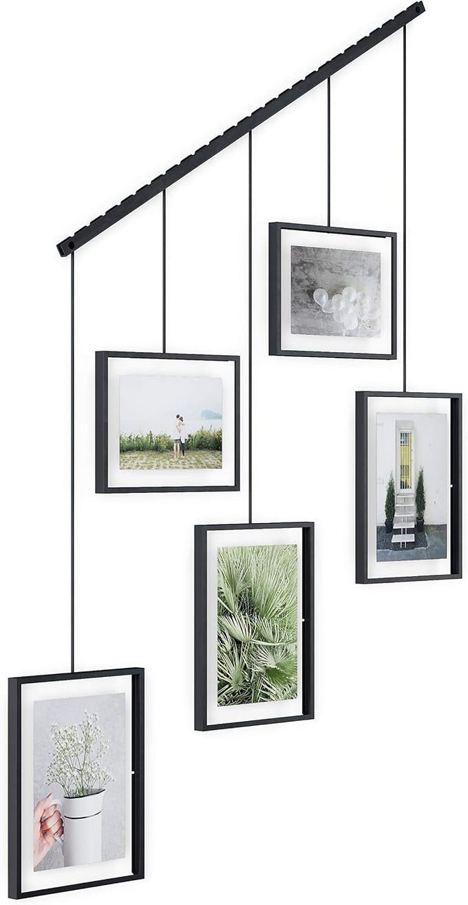 Umbra Exhibit Picture Frame Set, Adjustable Wall Mount, Set of 5, Black