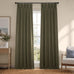 Faux Linen Pleated Curtains for Bedroom (1 Panel) - 25W x 84L, Khaki Green
