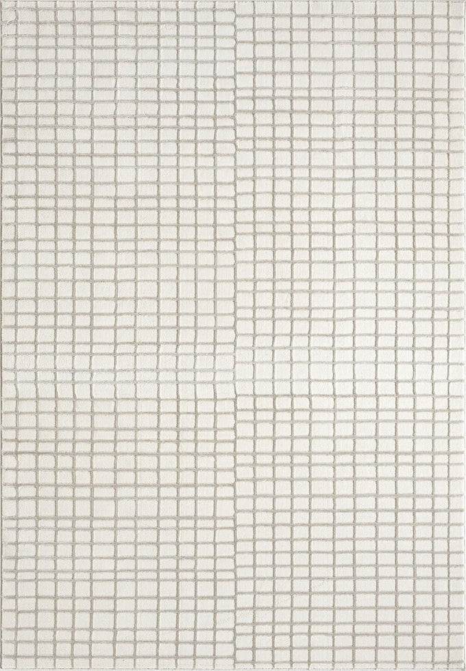 Abani Cream Grid Textured Area Rug - 4' x 6' - Chunky, Plush and Soft Washable Carpet - Perfect for Living Room & Bedroom - Plush Deco Collection