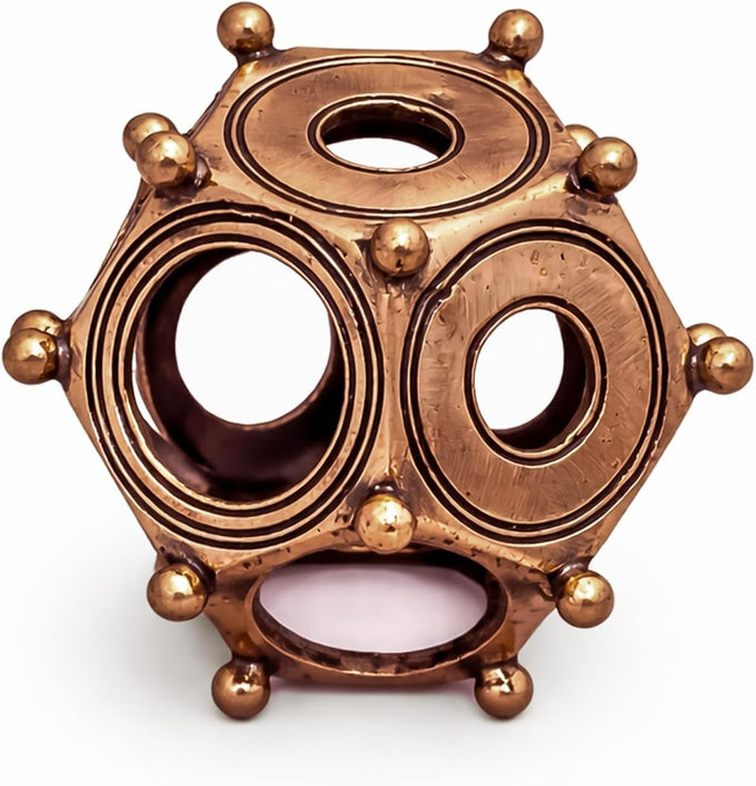 Lord of Battles Roman Bronze Metal Dodecahedron | Lost-Wax Cast Ancient Artifact Replica | Mysterious Relic for Collectors & History Lovers - 82 Grams (Solid Bronze (Antique))