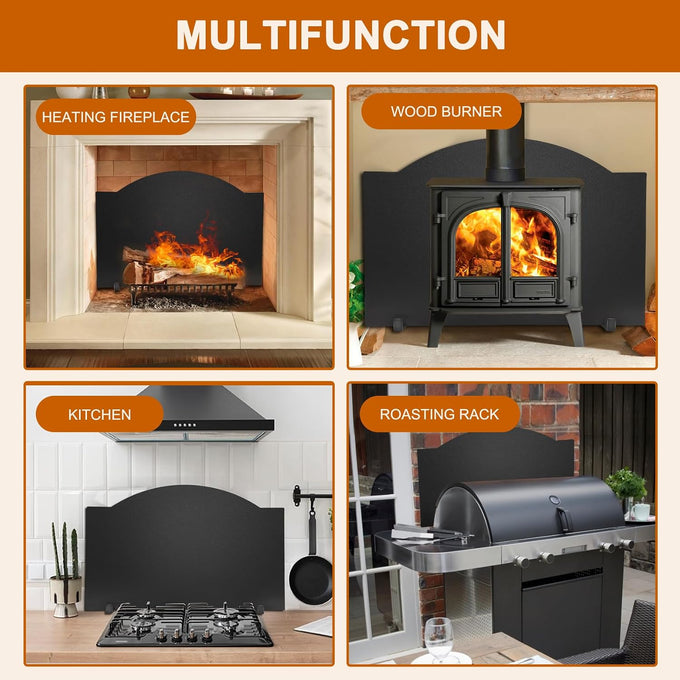26" Fireplace Back Plates with Feet, Lightweight Firebacks for Fireplace, Iron Fireplace Reflector Plate, Fireplace Heat Reflector, Fireplace Wall Protection, Heat Resistance up to 1400°F