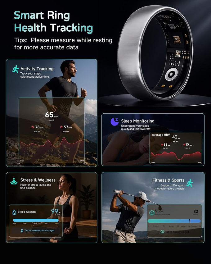 Smart Ring for Women Men - Gen 4 SR06 with 24-Hour Sleep Tracking