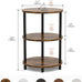 Small Round Side Table - 3-Tier Oval Accent Table for Small Spaces, Rustic Wood and Metal Couch End Table, Nightstand for Bedroom or End Table Living Room, Set of 2, Rustic Brown