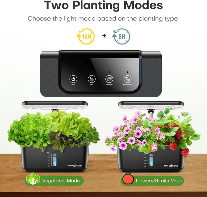 Ahopegarden Indoor Garden Hydroponics Growing System: 10 Pods Kit with LED