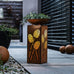 Westcharm Rustic LED Pillar with Planter Dish Bowl and Timer - Decorative Column with Leaves Motif for Home Yard Patio Outdoors