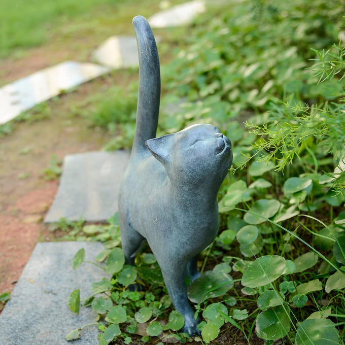 Newman House Studio Garden-Statues Cats Kitten-Couple Figurines Decor - Polyresin Sculpture for Outside Farmhouse Yard, 8.9 * 8.3 * 10.9 Inch