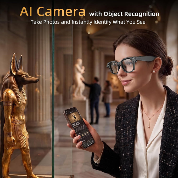 Headwolf AI Smart Glasses with 8MP Camera & Magnetic Privacy Cover