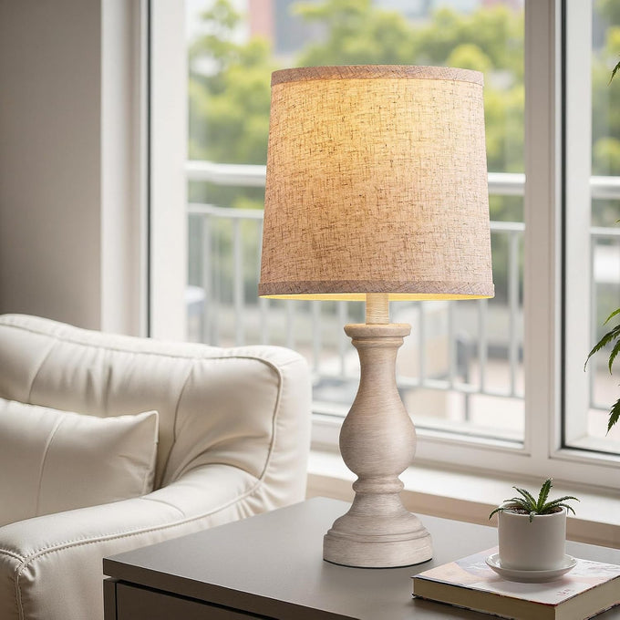 22" Farmhouse Table Lamps Set of 2, Rustic Bedside Lamps for Bedroom