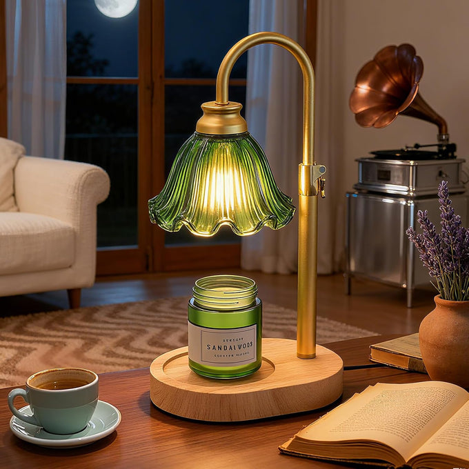 Flower Candle Warmer Lamp with Timer & 4-Level Dimmer, Adjustable Height
