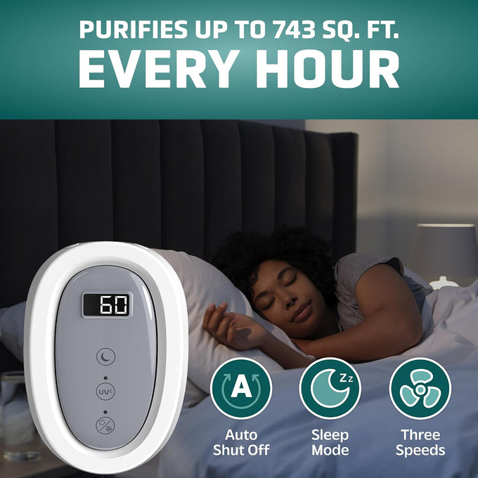 GermGuardian HEPA Indoor Large Room Air Purifier for Home - Pet Dander, Dust, Pollen, Smoke, and Odors in Bedroom, Office, and Kitchen - Air Quality Monitor and UV-C Light Combo - White
