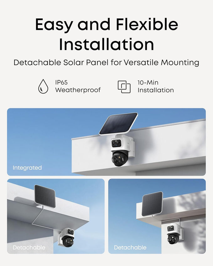 eufy Security eufyCam S4, 4K Solar Camera, 3-Lens PTZ, 360° Coverage