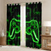 Feelyou Kids Gamer Curtains for Bedroom Living Room (2 Panels, 52 x 96 Inch) Green and Black Darkening Drapes for Boys Gaming Ombre Blackout Curtains Geometric Square Window Treatments