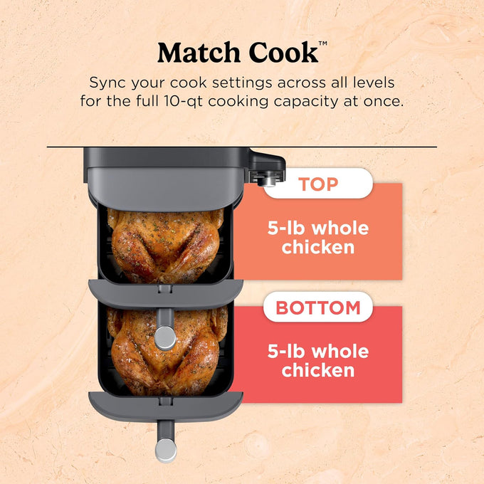 Ninja Air Fryer DoubleStack XL, 10 Qt, 6-in-1, Deep Grey, SL401