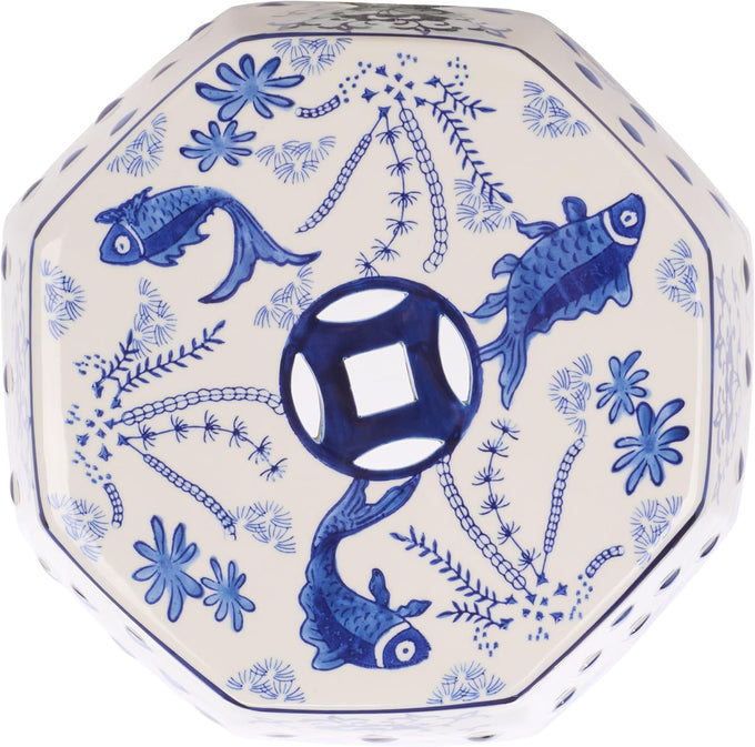 SAFAVIEH Furniture - Cloud 9 Decorative Garden Stool - Blue - Ceramic - Artisan Hand-Painted Design - Ideal for Living Room, Patio, Garden - Fully Assembled (ACS4557A)