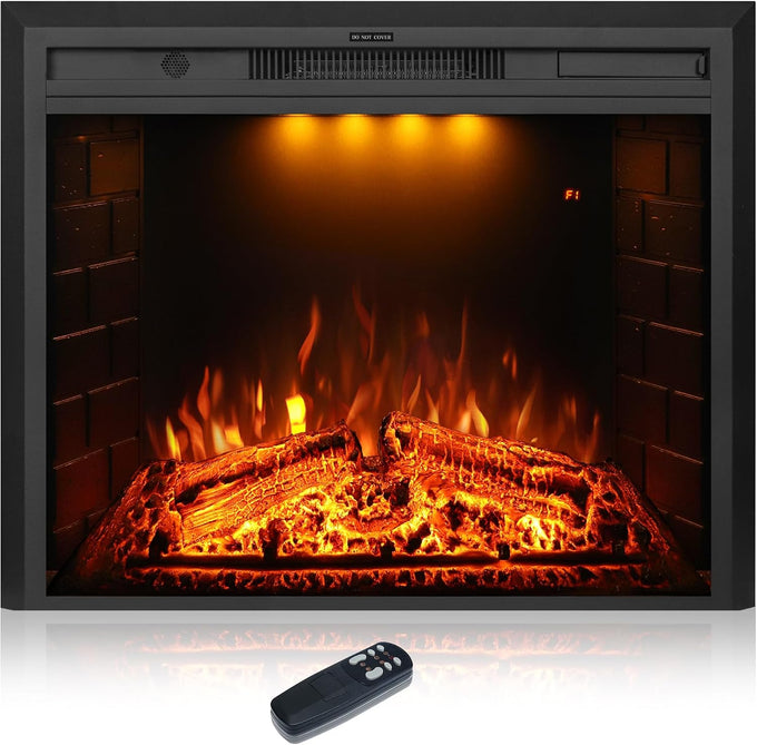 Electric Fireplace Insert Trim Kit for 40 inch Fireplace Electric Inserts, Metal Construction Plates, Black-B09R2114SG