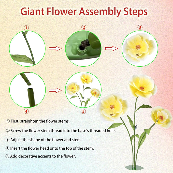 Giant Flowers for Decoration with Stand 5.9Ft Large Paper Artificial Flower