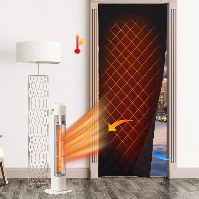 RYB HOME Thick Quilted Thermal Insulated Door Curtain for Winter, W42 x L86