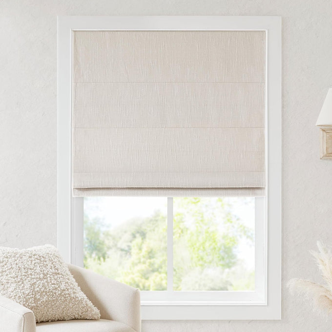 Madison Park Roman Shade, Blackout Blinds Thermal Insulated, 35x64 Linen