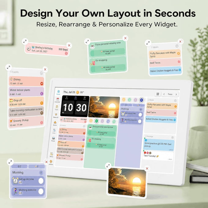 10.1 Inch Digital Calendar with Touch Screen, Wall Mountable, Multi-Platform Calendar Sync to Smart Electronic Chore Planner, Gifts for Mom.
